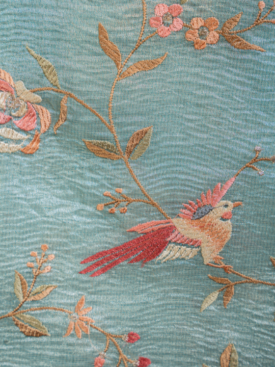 Powder Blue Soft Crush Silk Saree