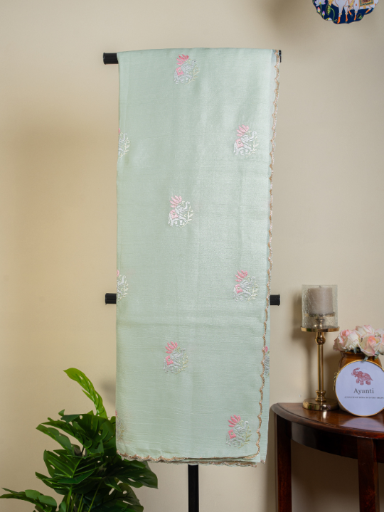 Mint Green Soft Crepe Saree