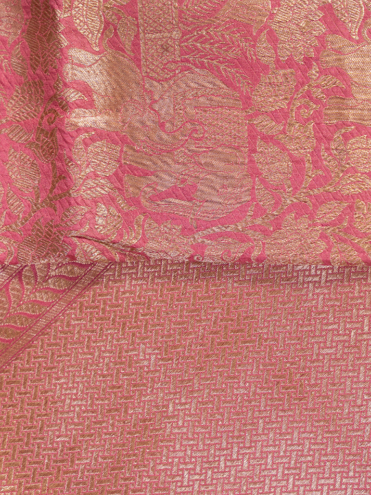 Rose Pink Pure Katan Shikargah Benarasi