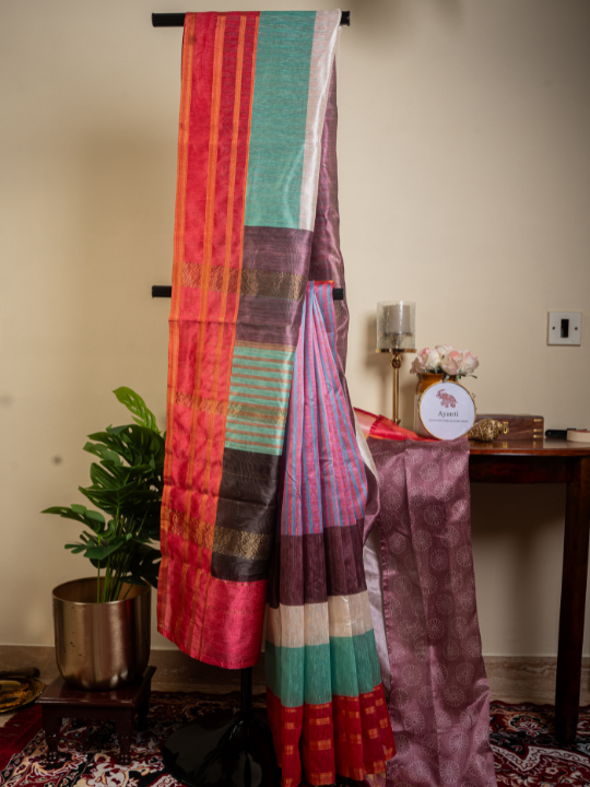 Multicolour Soft Chanderi Saree