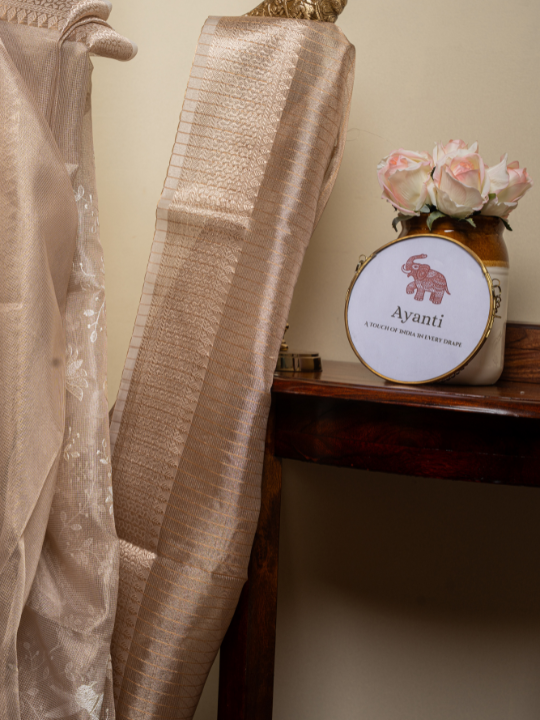 Beige Kota Tissue Saree