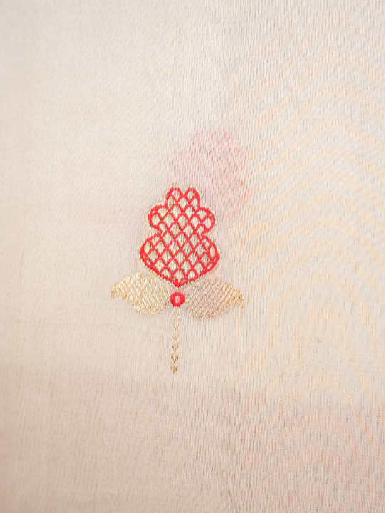 White and Red Shakti Pure Silk Organza Saree