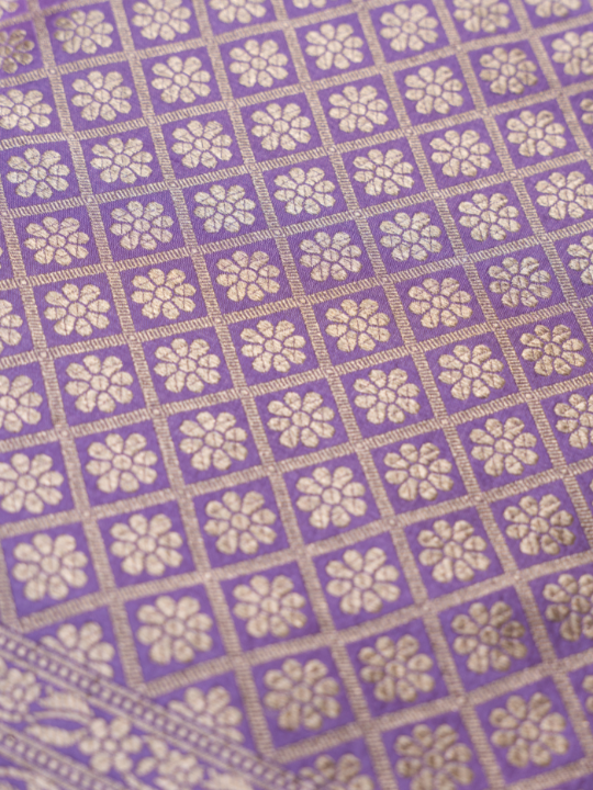 Lavender Pure Katan Brocade Silk Saree