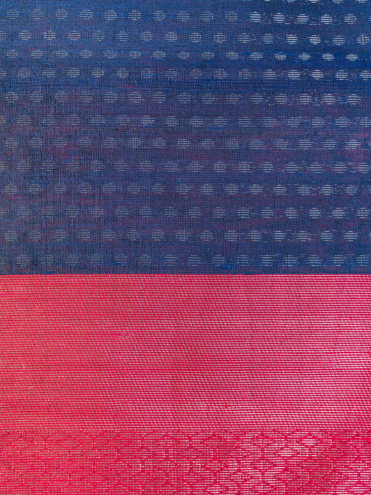 Navy and Magenta Handloom Pure Raw Silk Saree
