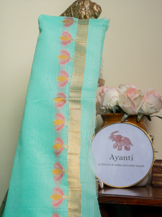 Seafoam Soft Cotton Saree