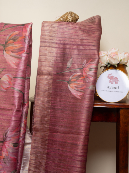Mauve Pink Chanderi Saree