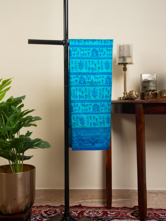 Blue Odhli Inspired Chanderi Saree