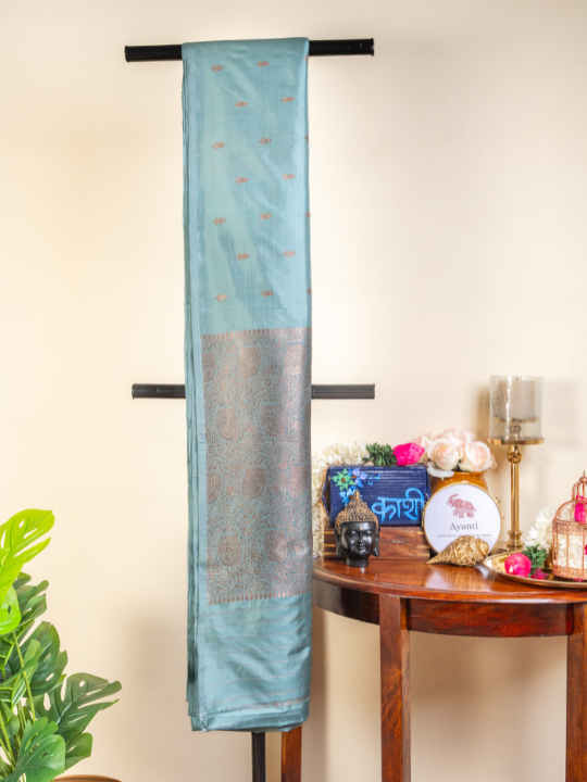Seafoam Handwoven Pure Katan Silk Saree