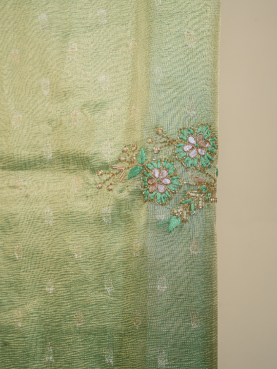 Pistachio Green Crush Tissue Saree