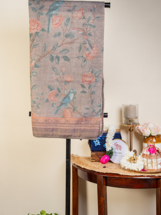 Earthy Tones Soft Crush Tissue Saree