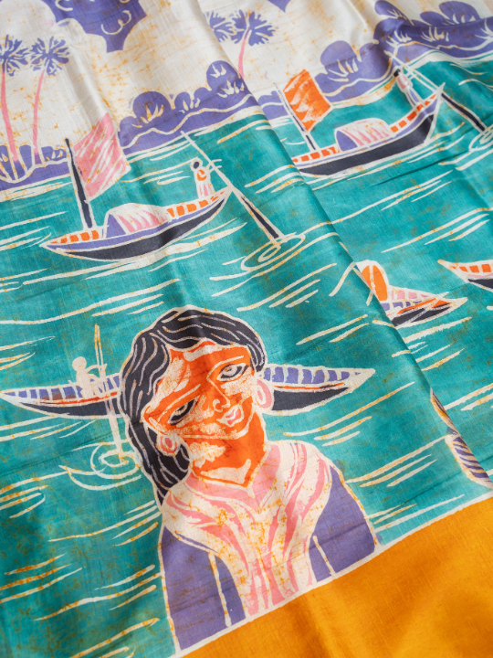 Orange Pure Silk Batik Saree