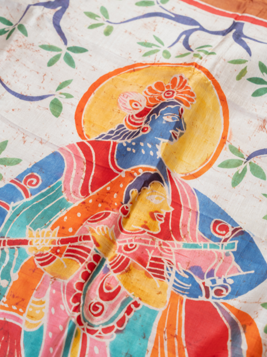 Terracotta Pure Silk Batik Saree