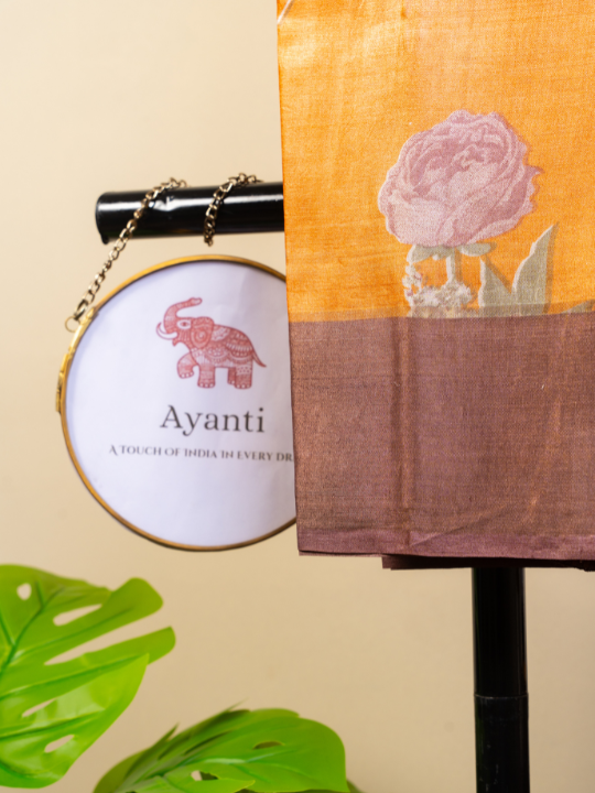 Muted Orange Handwoven Pure Silk Tussar Saree