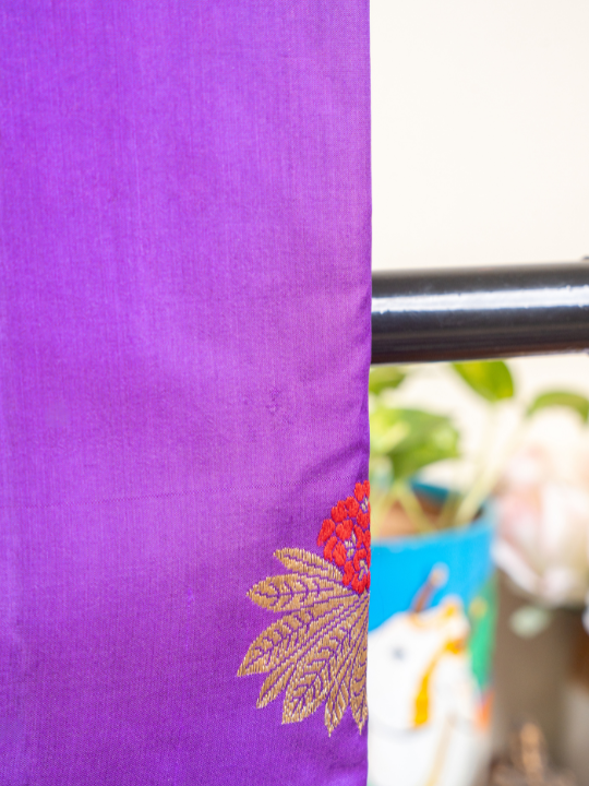 Purple Handwoven Pure Katan Soft Silk Saree