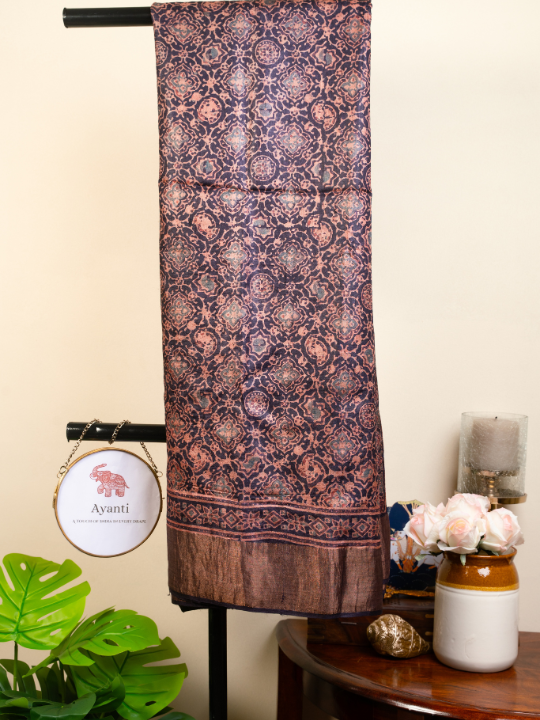 Deep Indigo Handwoven Pure Silk Tussar Saree