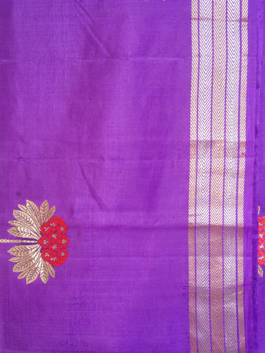 Purple Handwoven Pure Katan Soft Silk Saree