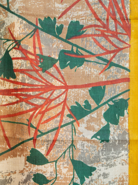 Muted Beige Pure Silk Batik Saree