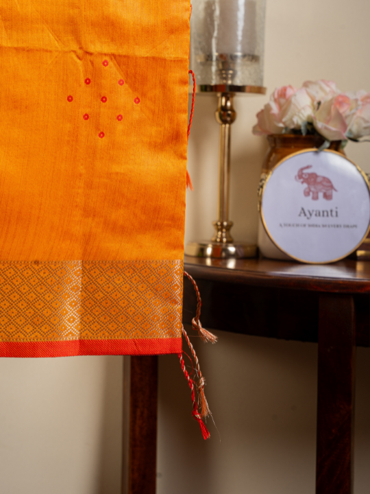 Orange Soft Chanderi Silk Saree