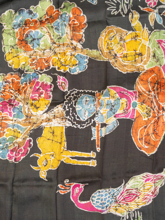 Green Pure Silk Batik Saree