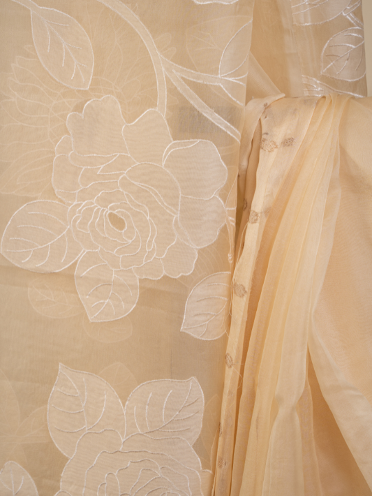 Ivory Pure Silk Organza Saree