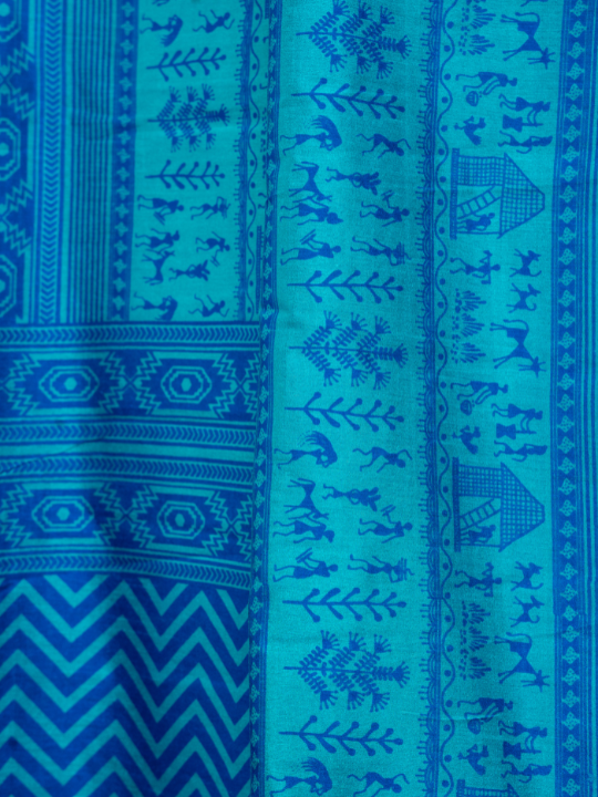 Blue Odhli Inspired Chanderi Saree