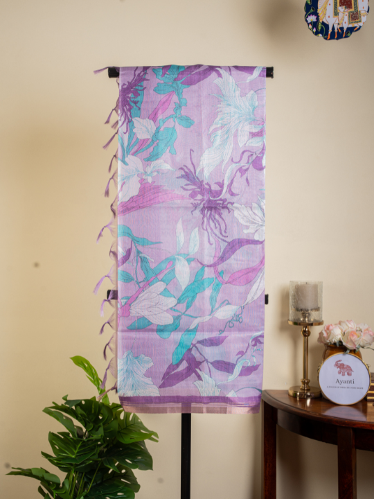 Lavender Soft Chanderi Saree