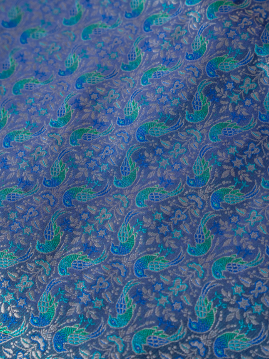 Royal Blue Handwoven Double Katan Chauvari Jamewar