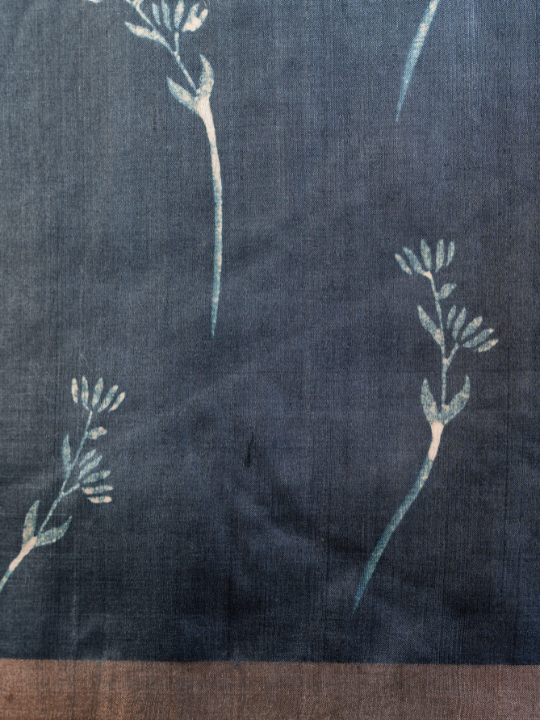 Slate Grey and Cream White Half N Half Saree