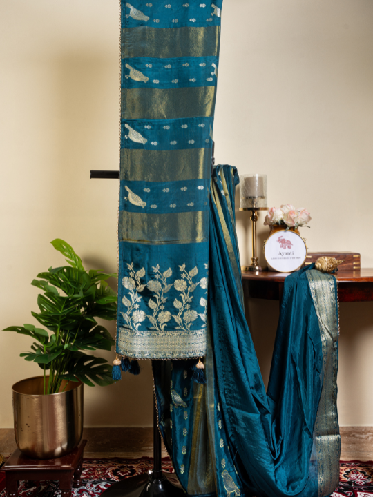 Teal Premium Soft Silk Saree