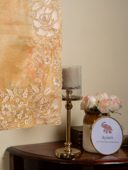 Mustard Yellow Soft Crush Tissue Saree