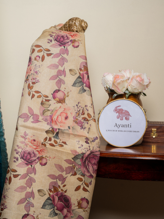 Deep Teal Soft Crush Silk Saree