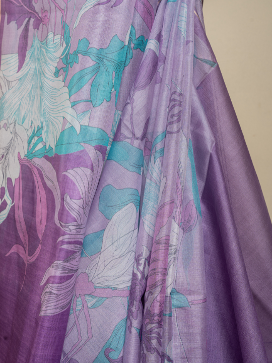 Lavender Soft Chanderi Saree