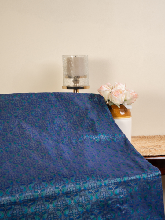 Royal Blue Handwoven Double Katan Chauvari Jamewar