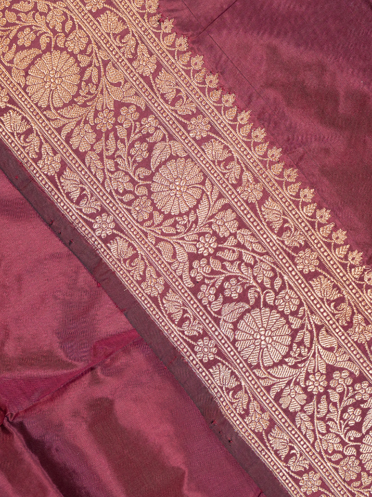 Deep Wine Handwoven Pure Katan Silk Saree