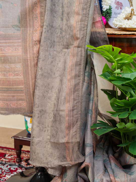 Earthy Tones Soft Crush Tissue Saree
