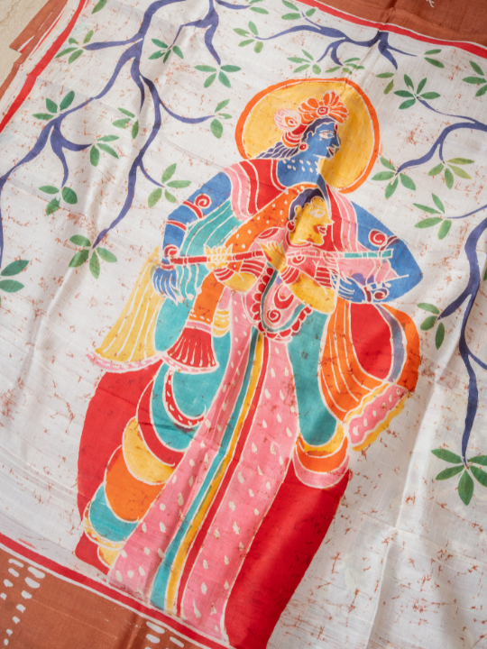 Terracotta Pure Silk Batik Saree