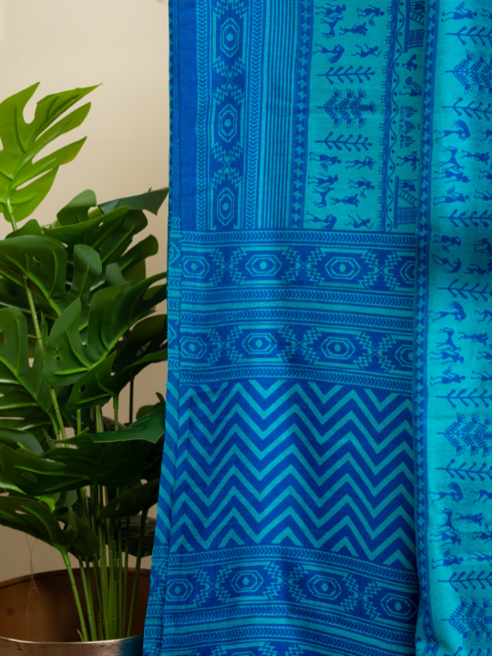 Blue Odhli Inspired Chanderi Saree