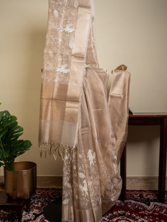 Beige Kota Tissue Saree