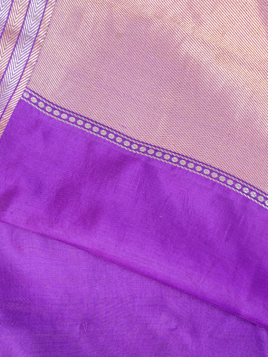 Purple Handwoven Pure Katan Soft Silk Saree