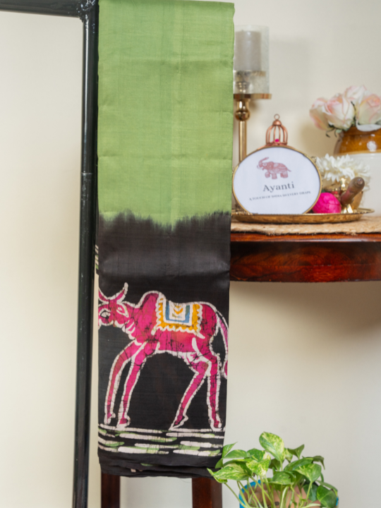 Green Pure Silk Batik Saree