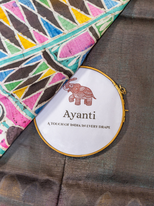 Turquoise Handcrafted Pure Silk Batik Saree