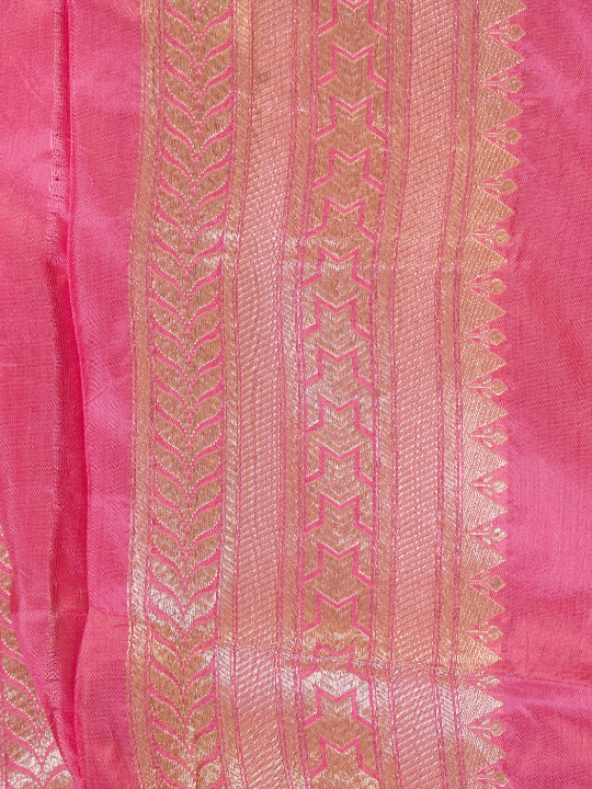 Rose Pink Pure Katan Shikargah Benarasi