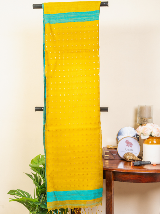 Marigold Yellow Handwoven Pure Matka Silk Saree