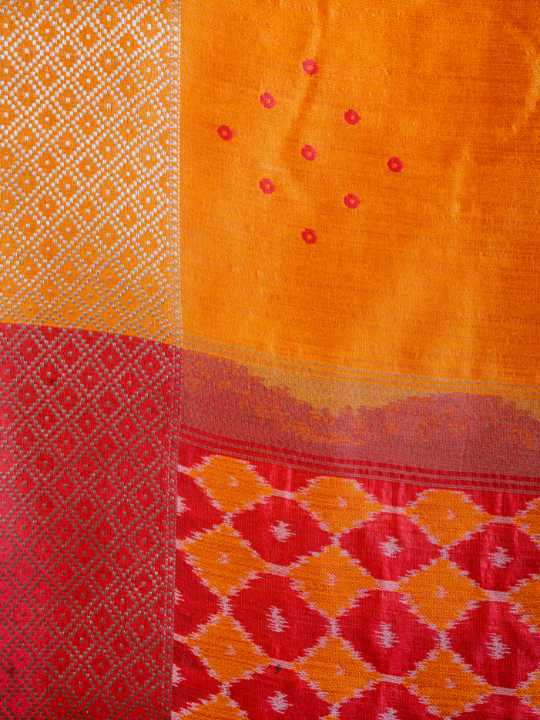 Orange Soft Chanderi Silk Saree