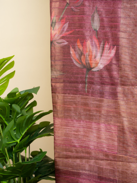 Mauve Pink Chanderi Saree