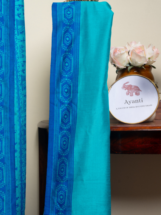 Blue Odhli Inspired Chanderi Saree