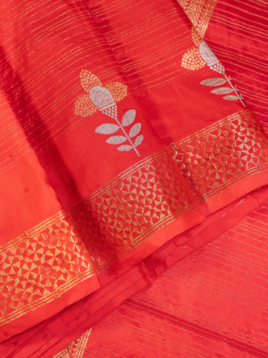 Red Handwoven Pure Katan Silk Saree