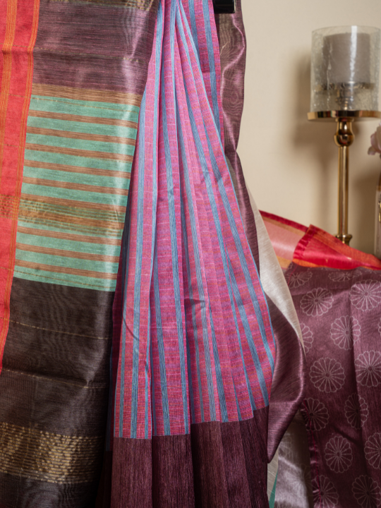 Multicolour Soft Chanderi Saree