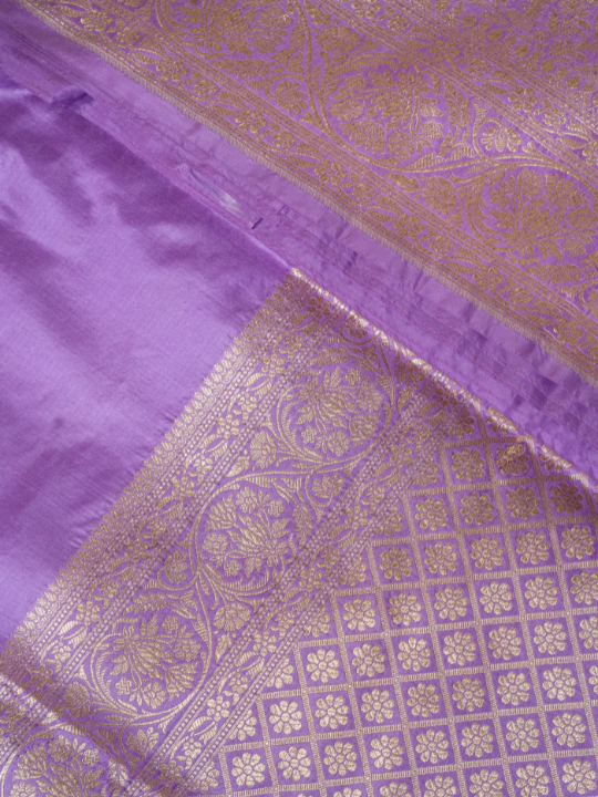 Lavender Pure Katan Brocade Silk Saree