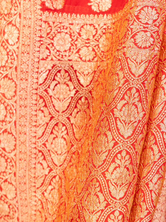 Red Handwoven Pure Silk Khaddi Georgette Saree